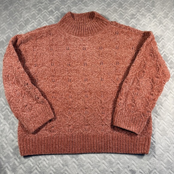 Liz Claiborne Sweaters - Liz Claiborne Knit Coral Mock Neck Long Sleeve Pullover Sweater Size L‎